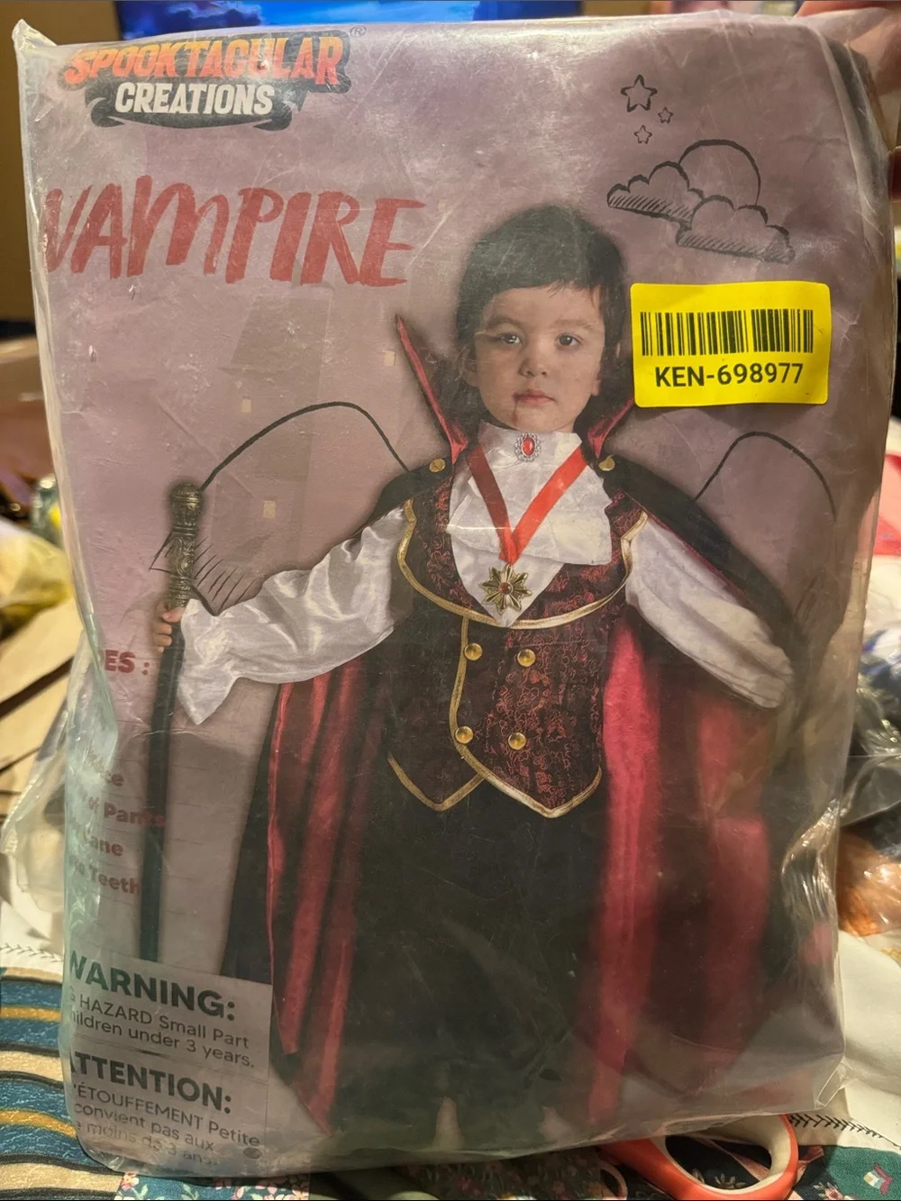 Kids Red & Black Vampire Costume size Small 5-7 years